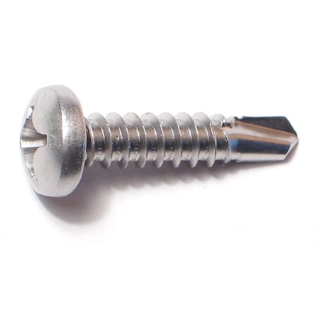 Midwest Fastener Self-Drilling Screw, #12 x 1 in, Plain Stainless Steel Pan Head Phillips Drive, 10 PK 79111